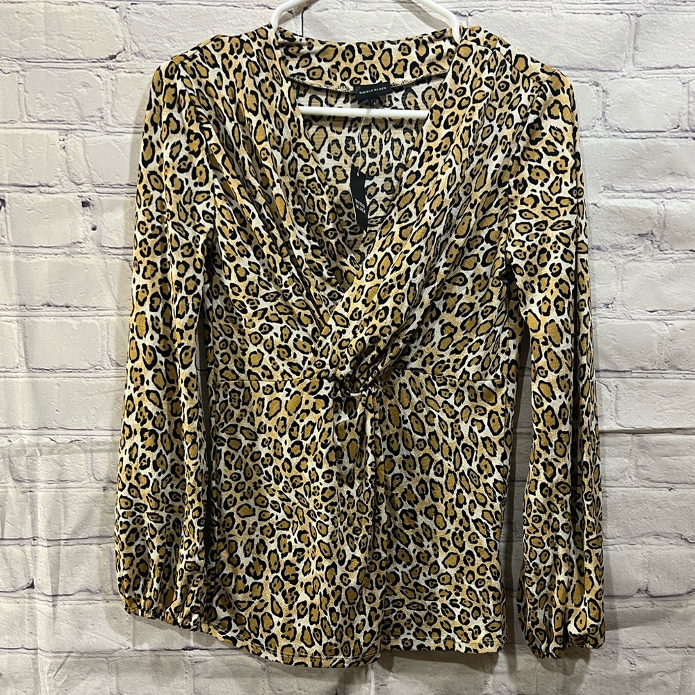 NWT Buckle Black Cheetah Print Long Sleeve Blouse